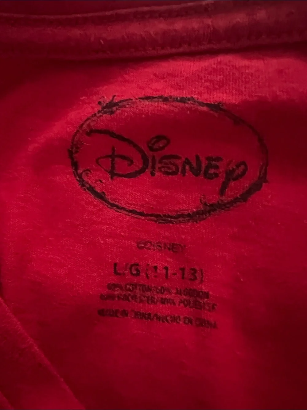 Disney Red Mickey Graphic V-Neck Tee with White Stripe Sleeves